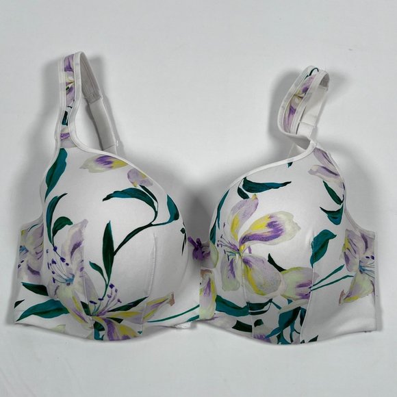 Cacique Smooth Balconette 38DDD White Lily Floral Print‎ - Picture 1 of 11